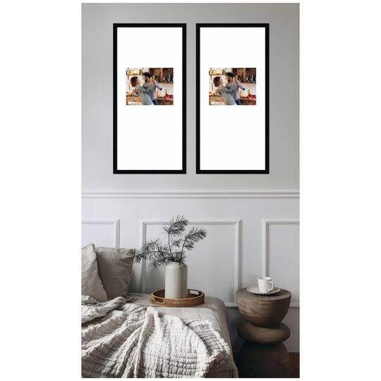 Kate and Laurel 14" x 30" Belmont Black Svelte Noir Photo Frames with 8" x 10" Mat, 2ct.